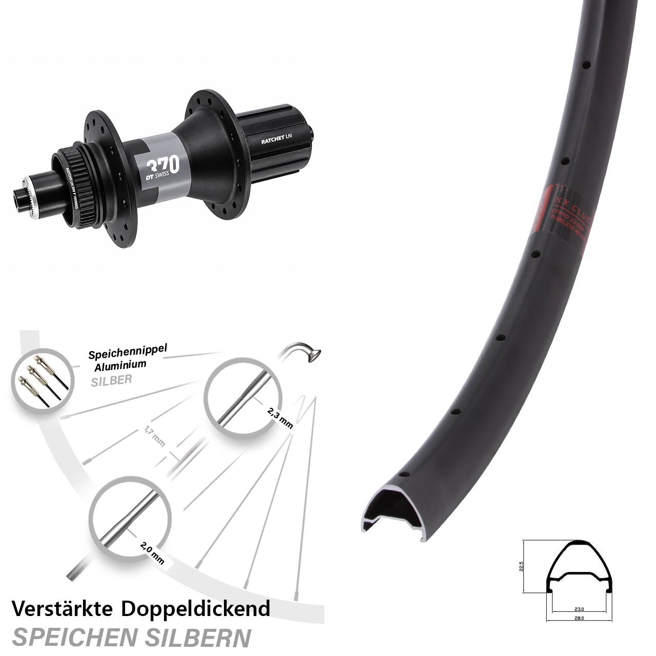 Hinterrad Centerlock QR 29 Zoll KX Clue DT Swiss 370 8-12 fach HG