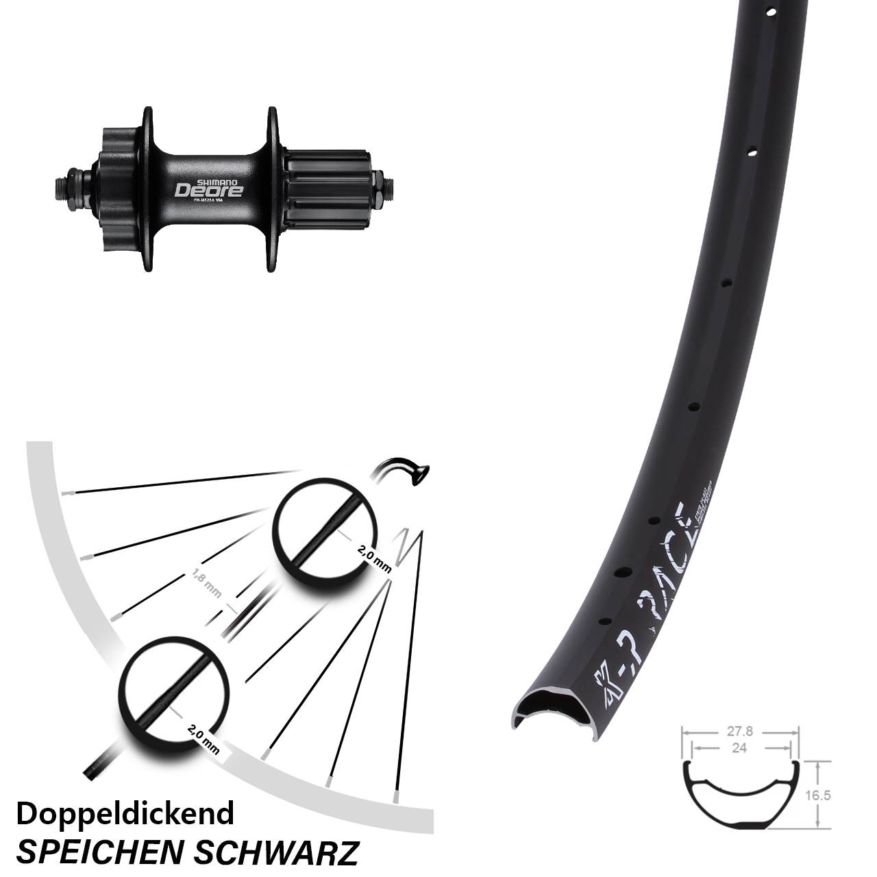 6-Loch Hinterrad QR 28-29 Zoll KX-R Race Shimano Deore 8-11 fach HG
