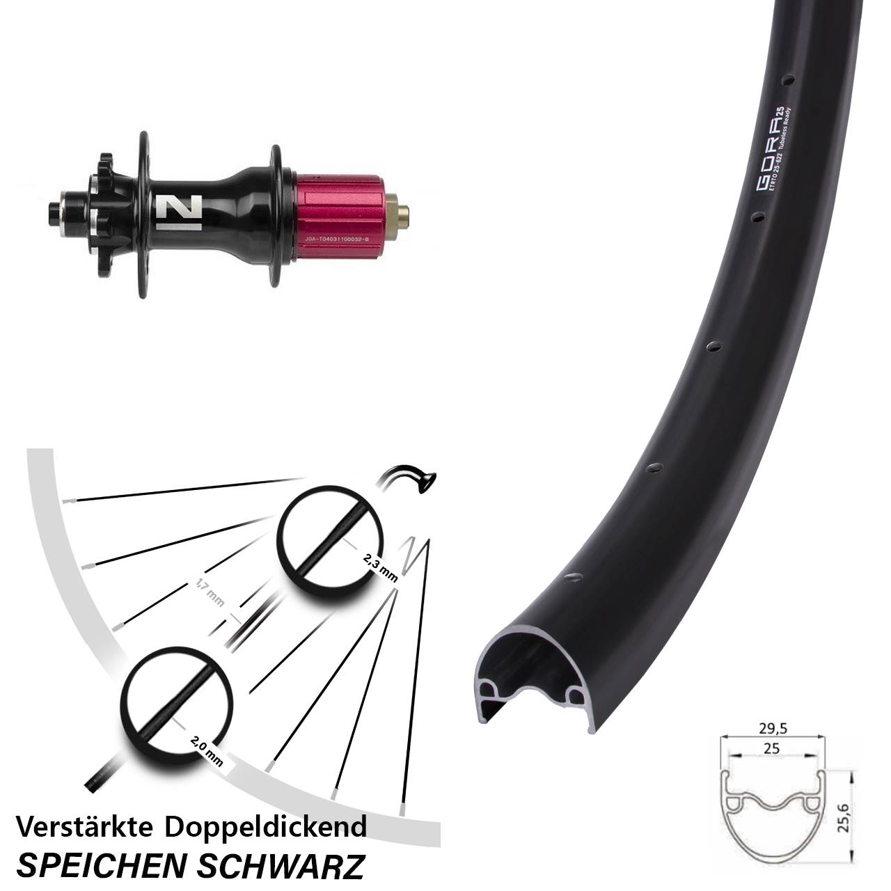 Gora 25 Novatec Superlight 28 Zoll Hinterrad 6-Loch für Schnellspanner 8-12 fach HG