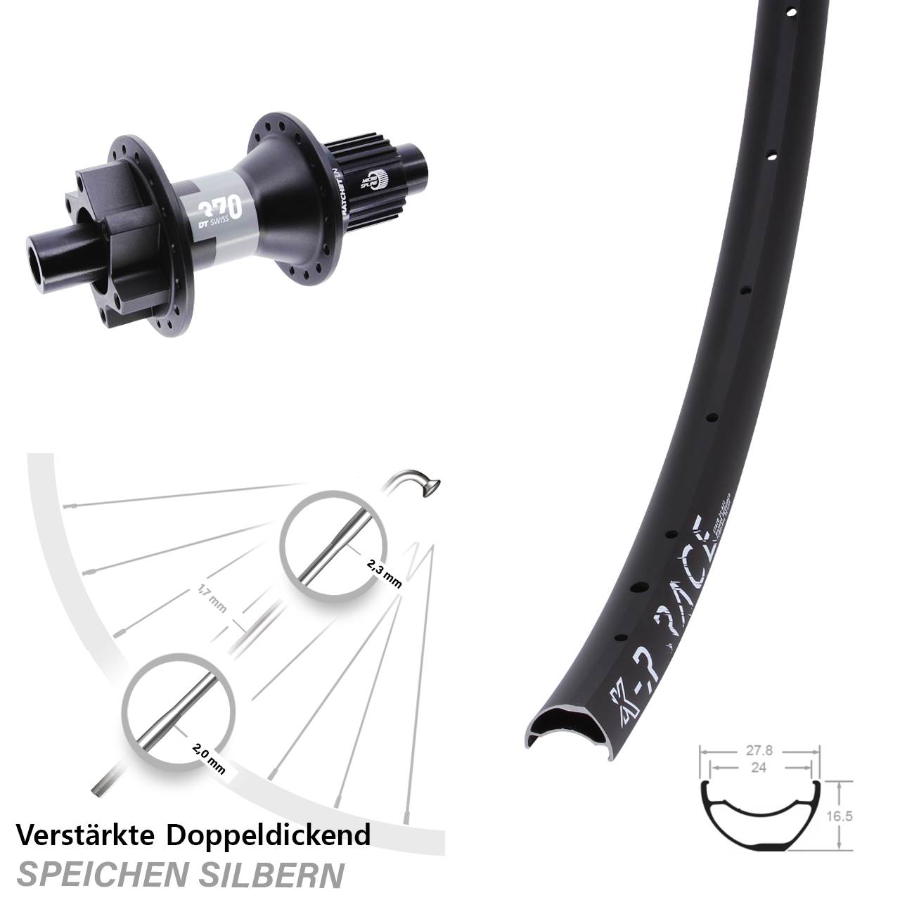 KX-R Race DT Swiss 370 29 Zoll 6-Loch Hinterrad 12x142 Shimano Micro Spline