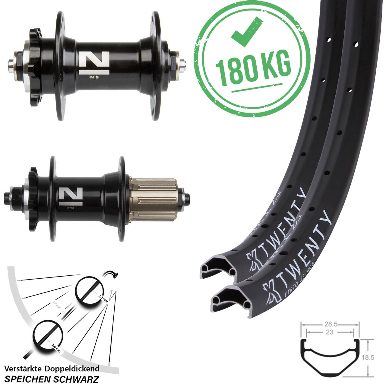 Laufradsatz 20 Zoll KX Twenty Novatec D041-D042 Disc 6-Loch 8-11 fach HG QR