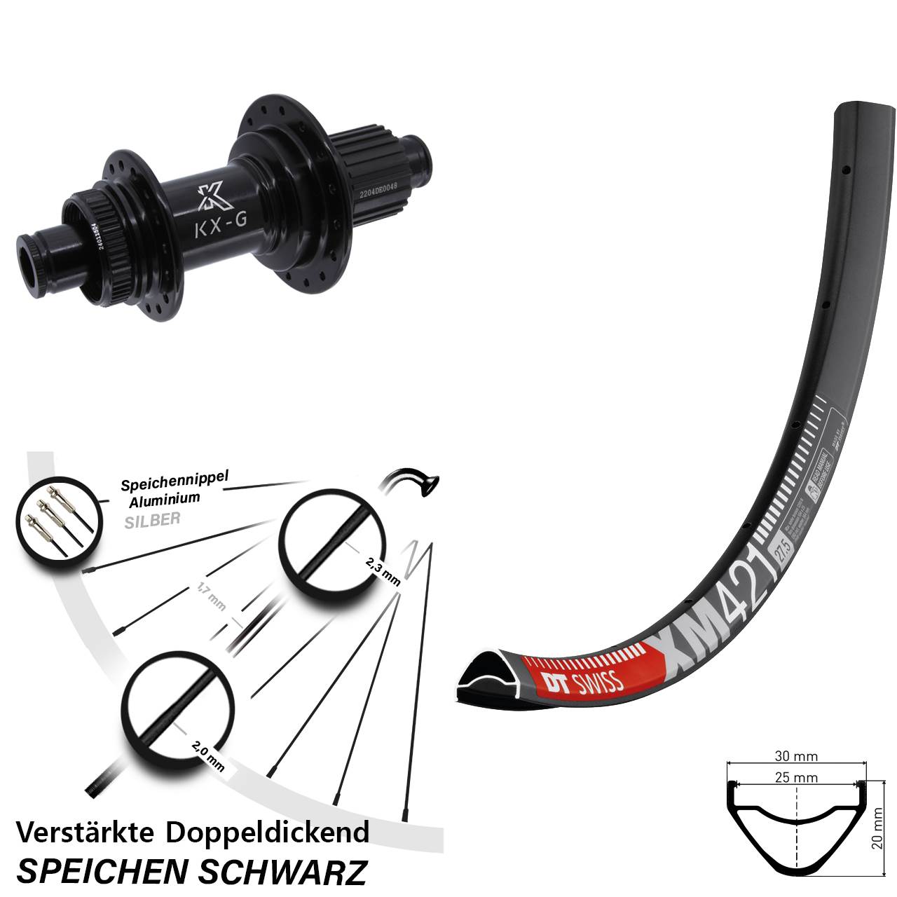 29 Zoll DT Swiss XM 421 KX-GS verstärkt Disc Laufrad 12x142 Shimano Micro Spline