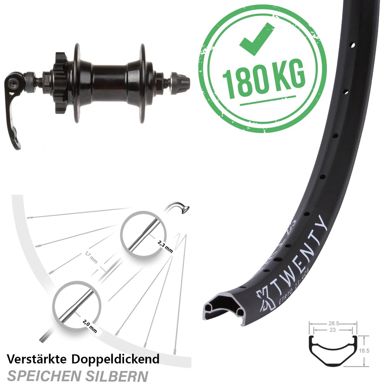 KX Twenty Novatec 20 Zoll Disc Laufrad für Schnellspanner