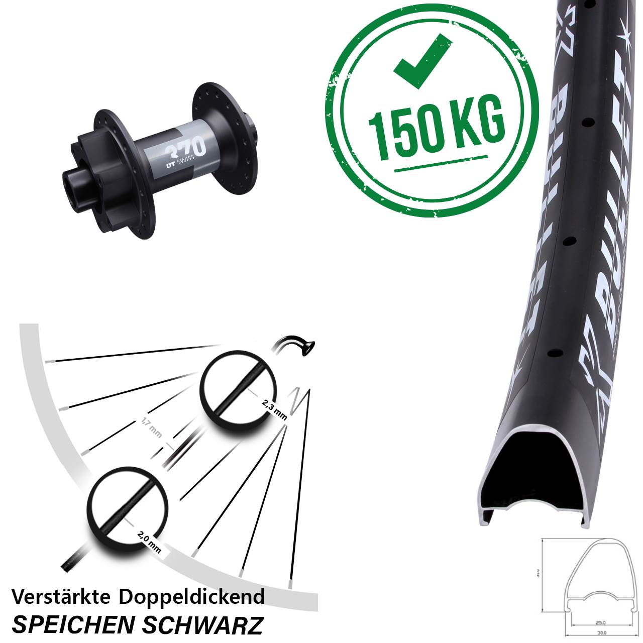 Disc Laufrad 12x100 29 Zoll KX Bullet OS DT Swiss 370