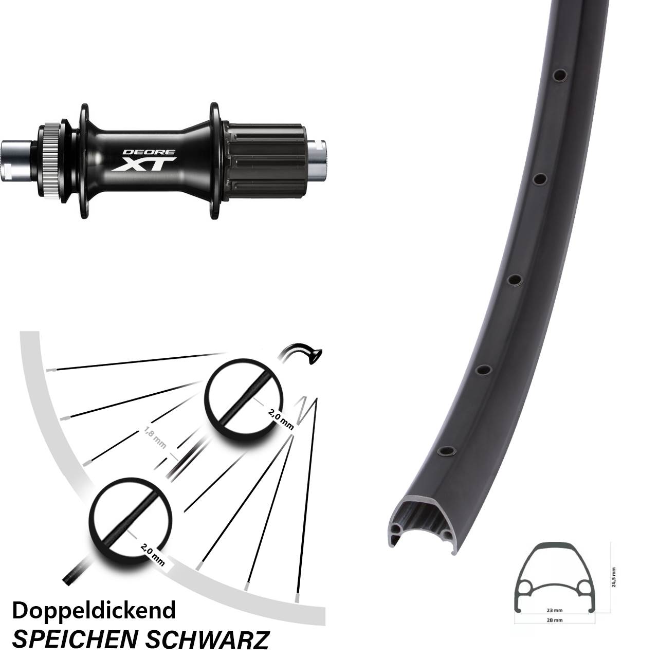 Centerlock Hinterrad 12x148 29 Zoll Ambrosio Sport Shimano XT 8-11 fach