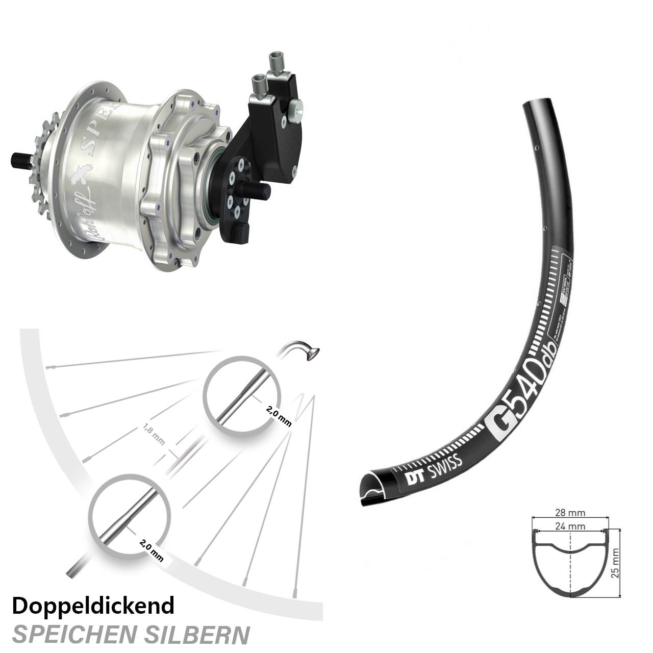 DT Swiss G 540 Rohloff TS DB OEM Tandem 29 Zoll Disc Hinterrrad