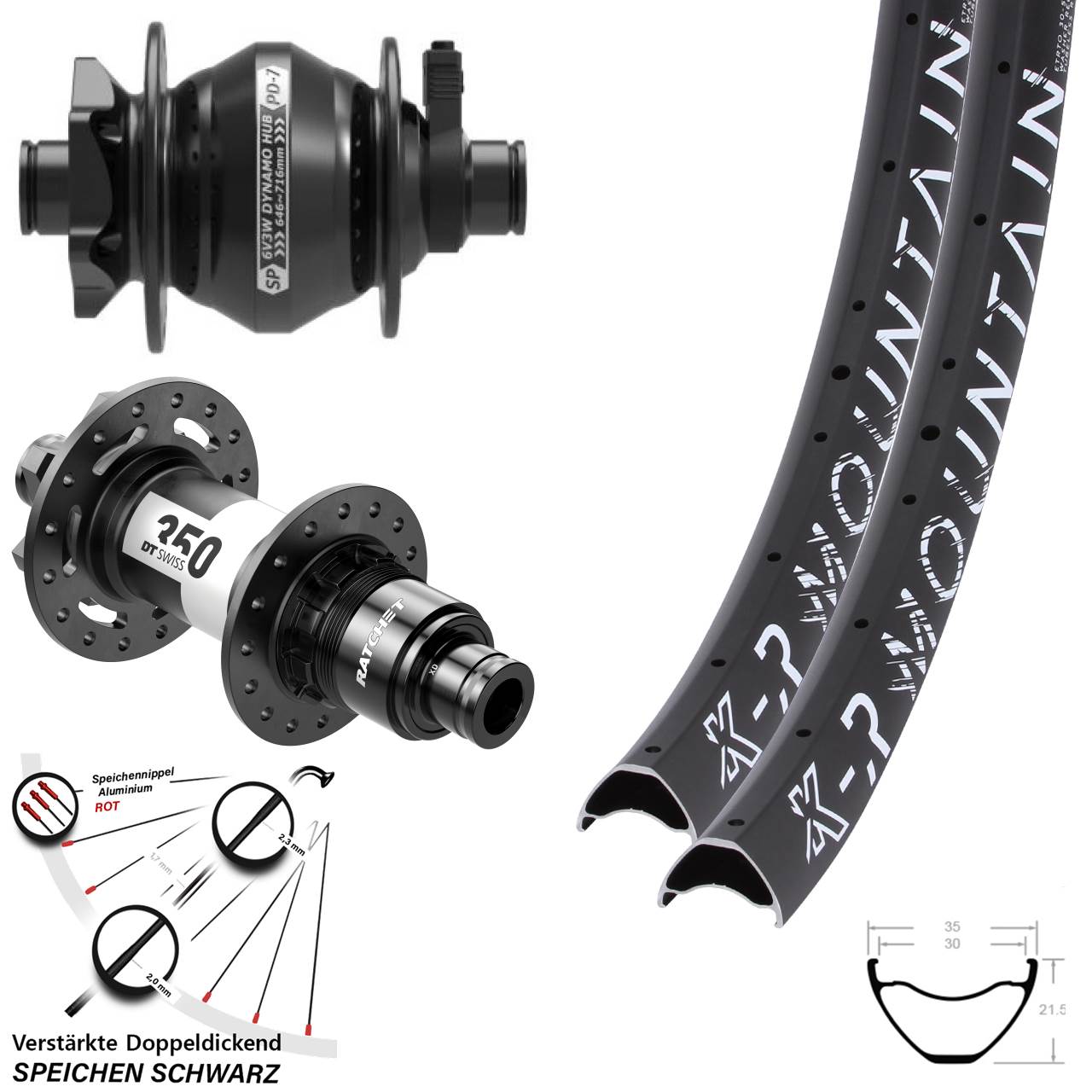 29 Zoll KX-R Mountain SP PD-7 DT Swiss 350 XD Disc Laufradsatz 12x100/142