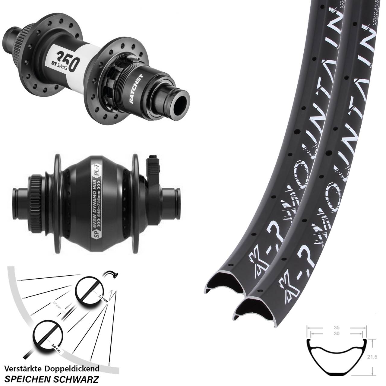 KX-R Mountain DT Swiss 350 Shutter PL-7 29 Zoll Centerlock Laufradsatz 12x100/142 XD