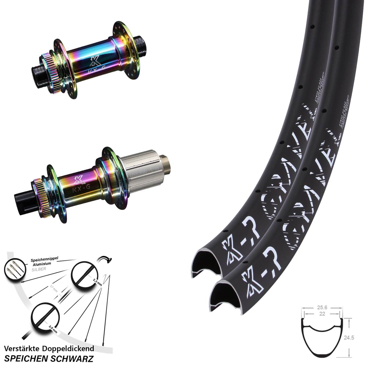 Laufradsatz Centerlock 12x100/142 29 Zoll KX-GR Gravel Oilslick 8-12 fach