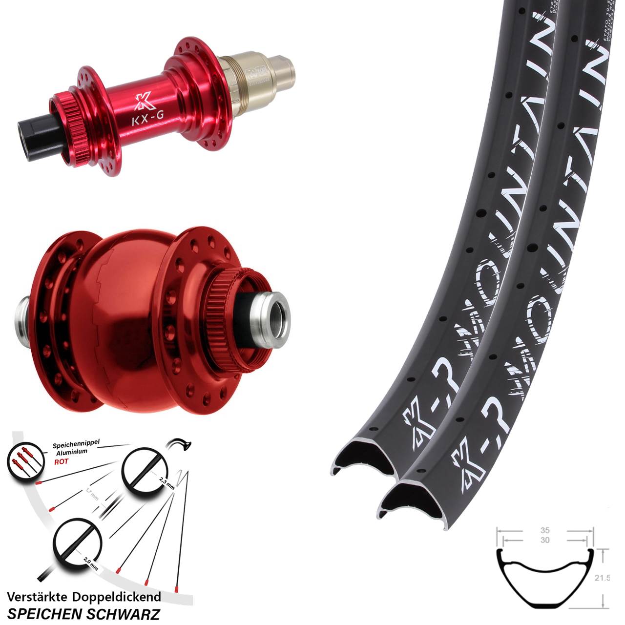 KX-GR Mountain rot SON 28 rot 29 Zoll Laufradsatz Centerlock 12x100/142 SRAM XDR