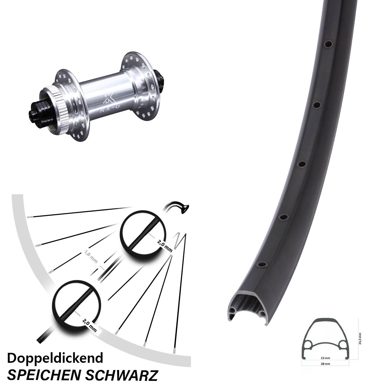 29 Zoll Ambrosio Sport KX-G Centerlock Vorderrad QR