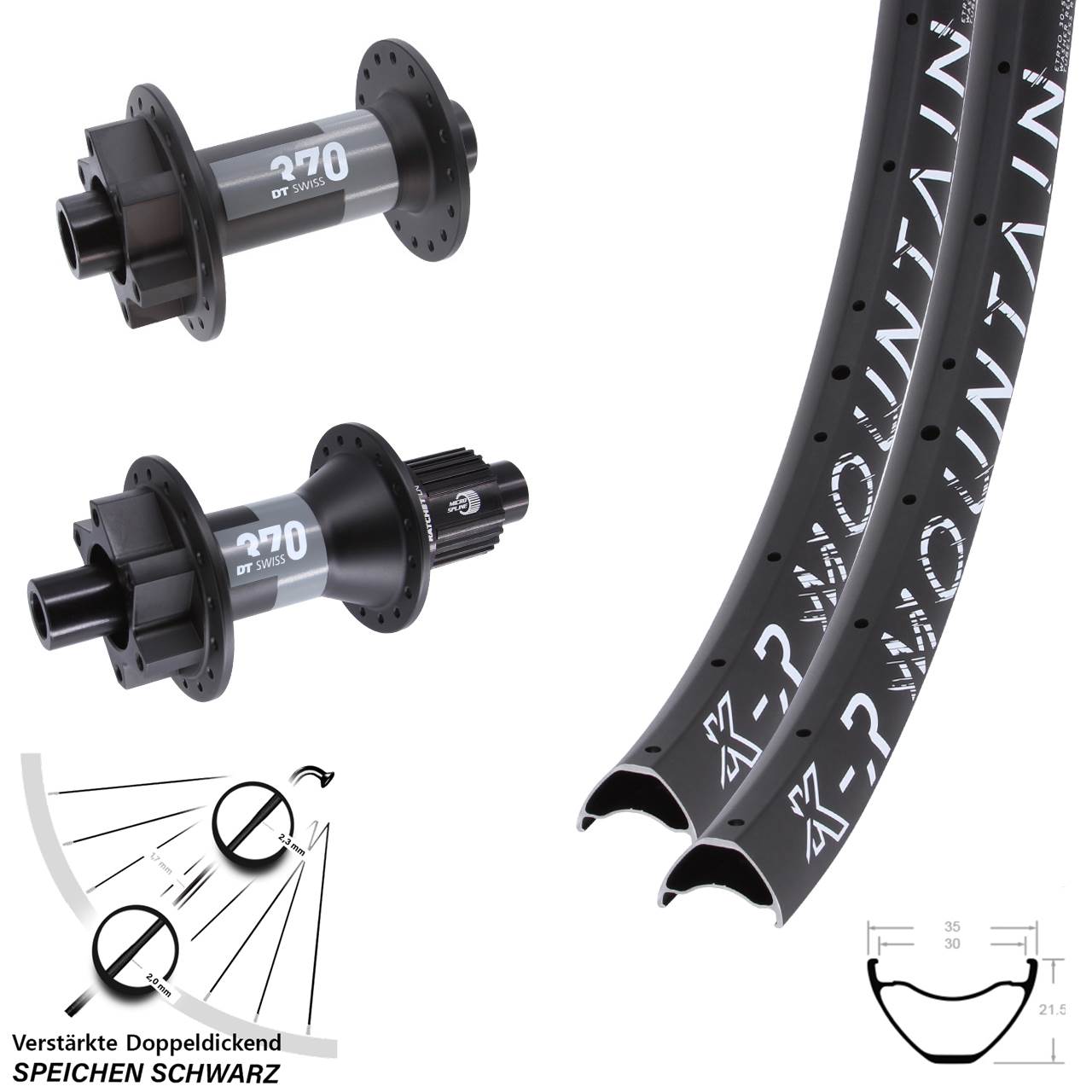 6-Loch Laufradsatz Boost 28/29 Zoll KX-R Mountain DT Swiss 370 Micro Spline