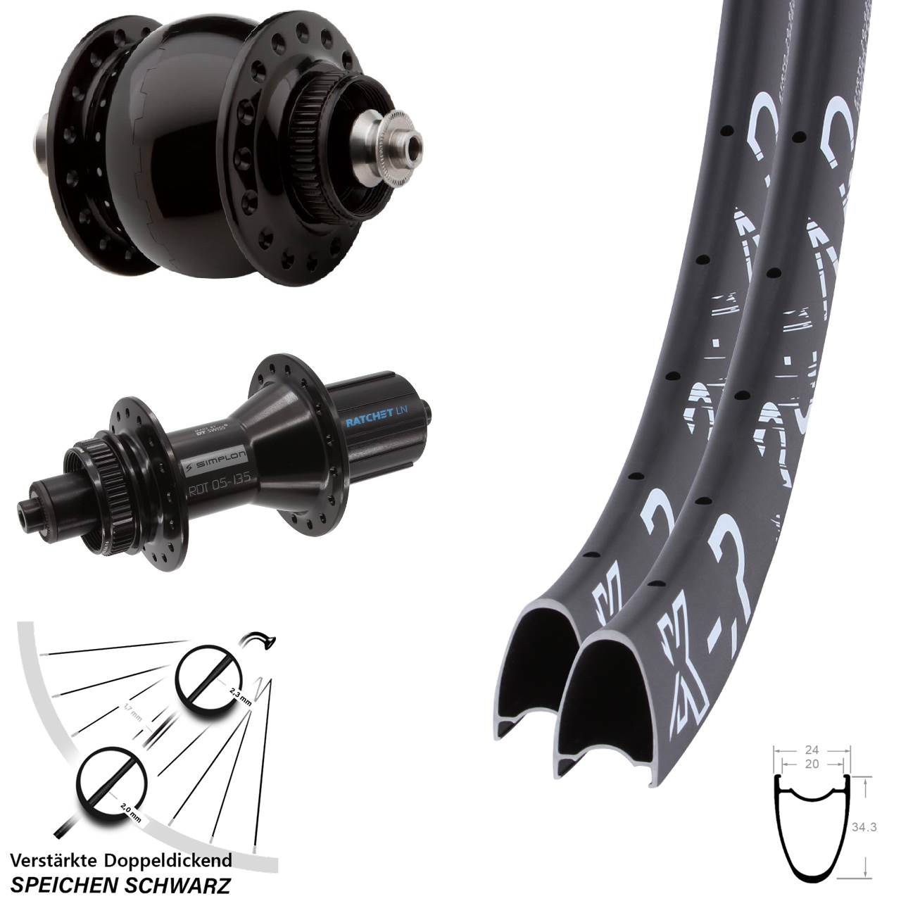 KX-R Road DT Swiss 370 Hybrid SONdelux 28-29 Zoll Disc Laufradsatz QR 8-11 fach HG