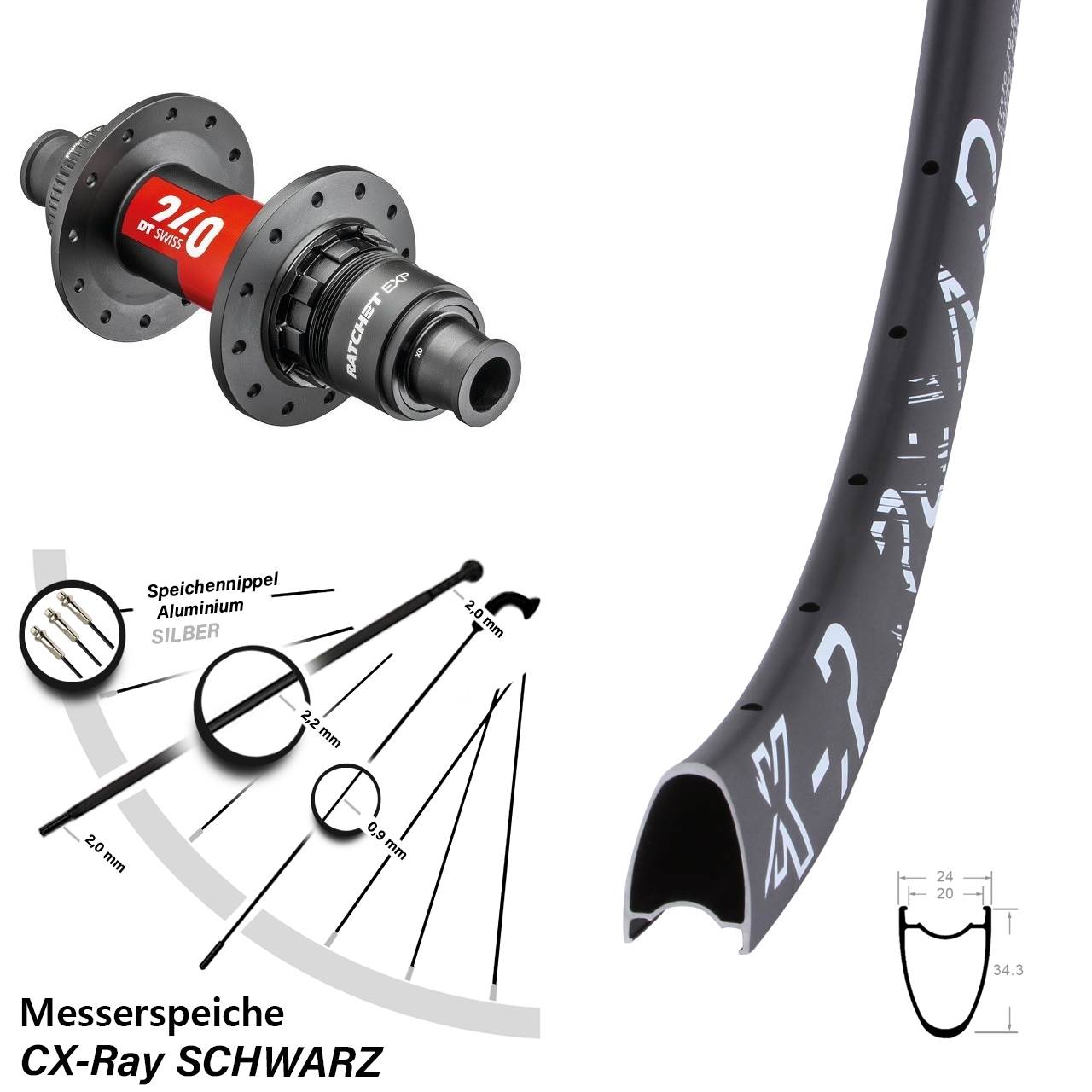 28-29 Zoll KX-R Road DT Swiss 240 EXP Disc Laufrad 12x142 SRAM XDR CX-Ray