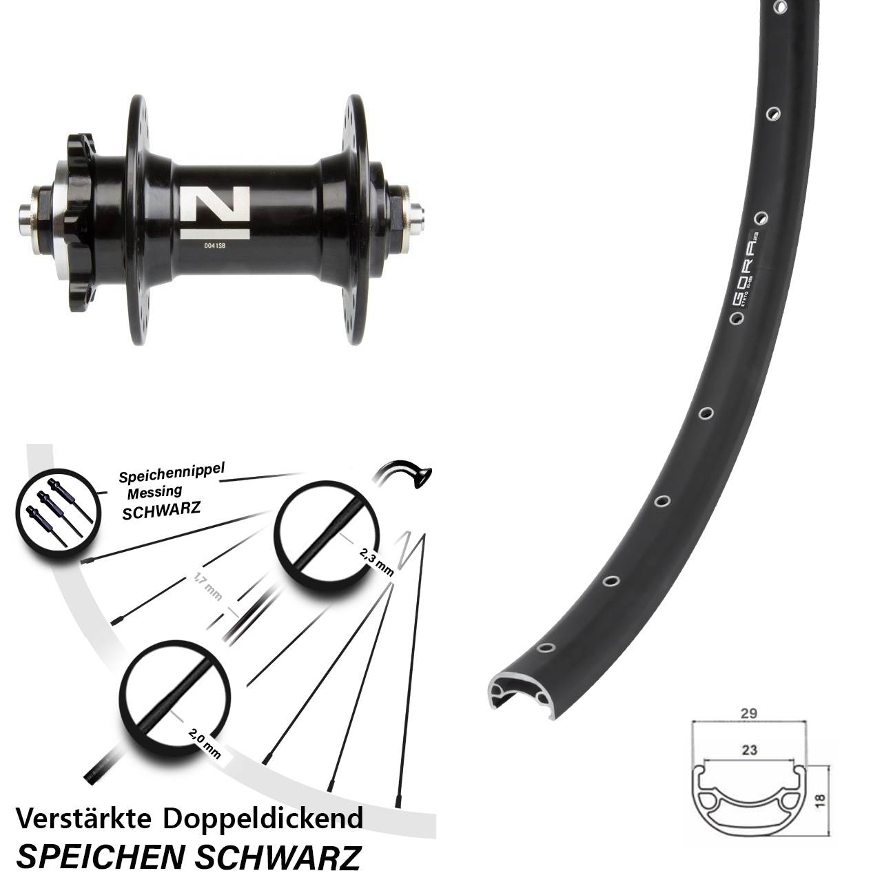 Disc Vorderrad für Schnellspanner 28-29 Zoll Gora 23 Novatec D-041