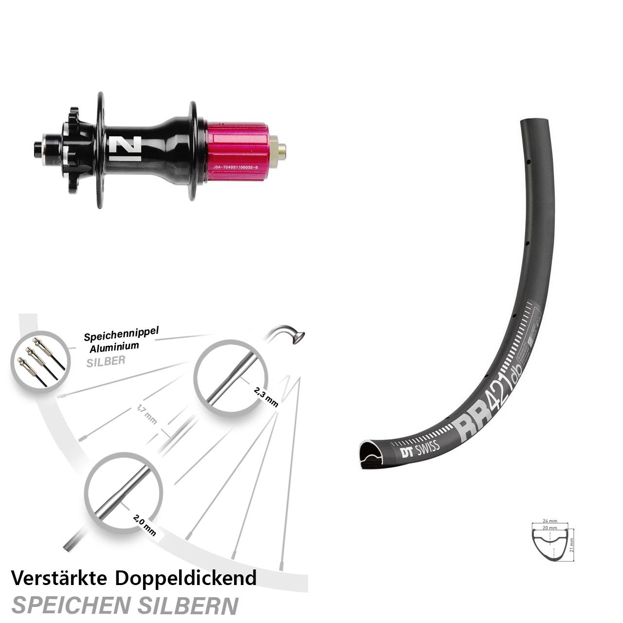 DT Swiss RR421 Novatec D792SB 28 Zoll Disc Laufrad QR 8-12 fach HG