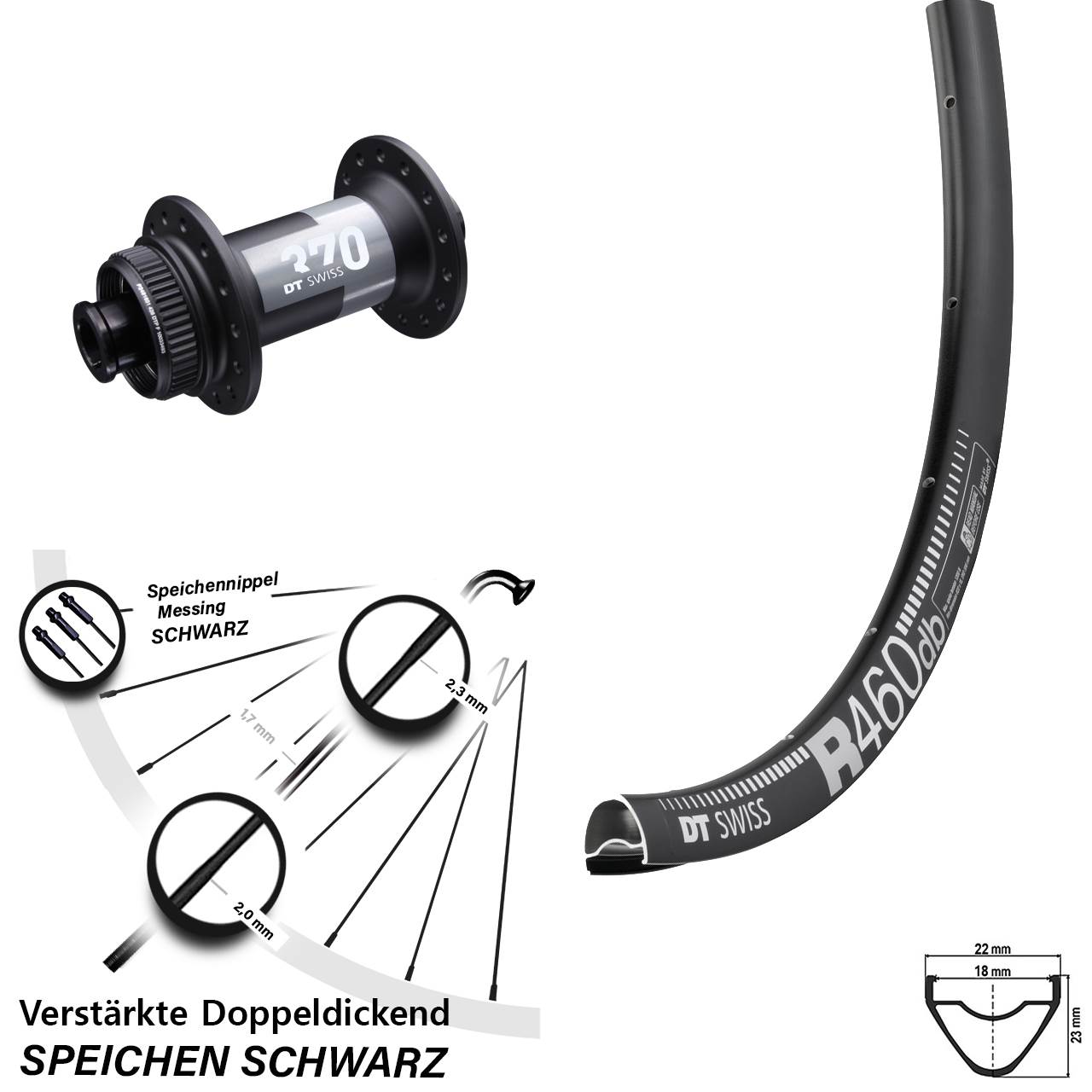 Vorderrad Centerlock 15x100 28 Zoll DT Swiss R 460-370