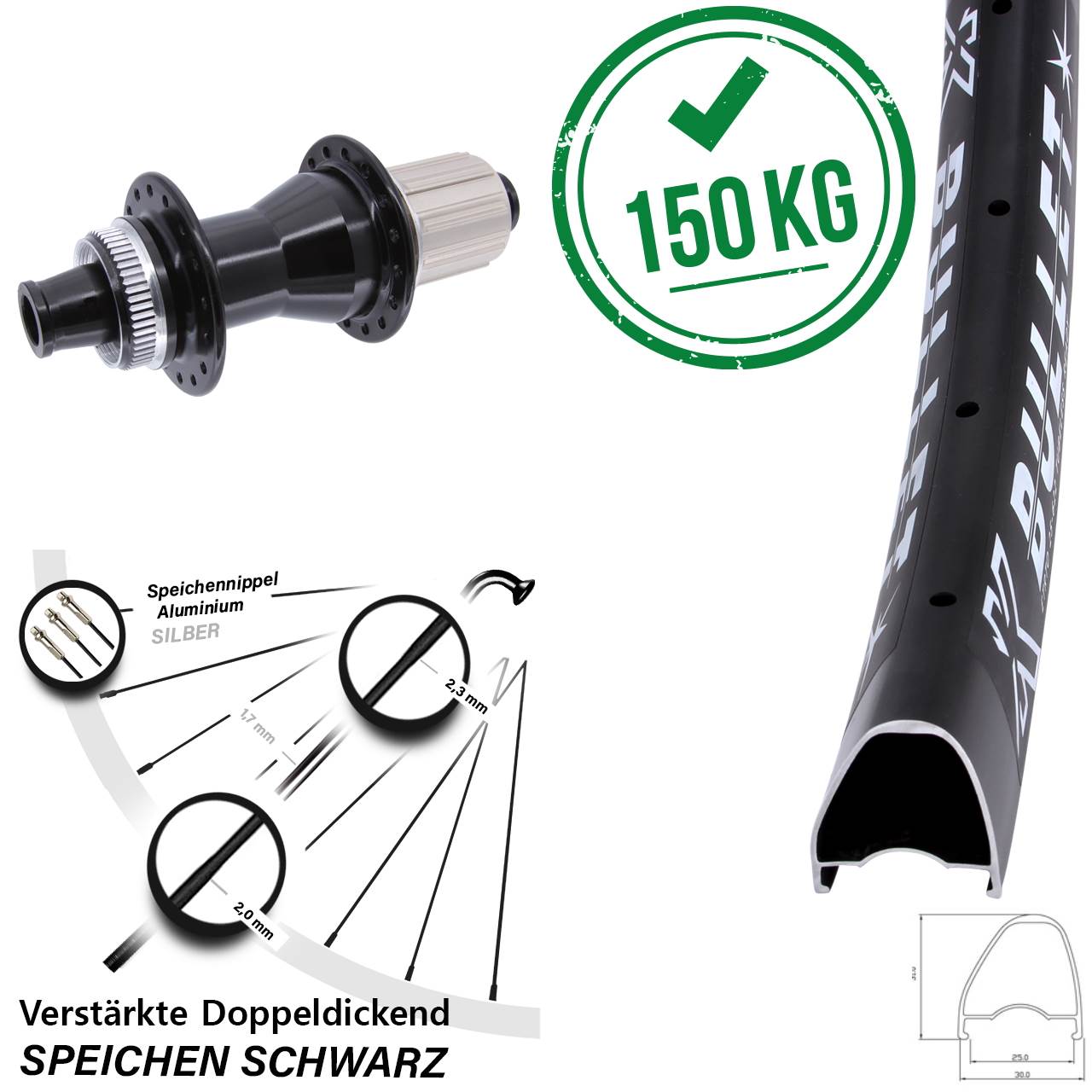 28 Zoll KX Bullet OS Novatec CL-142 Hinterrad Centerlock 12x142 8-12 fach