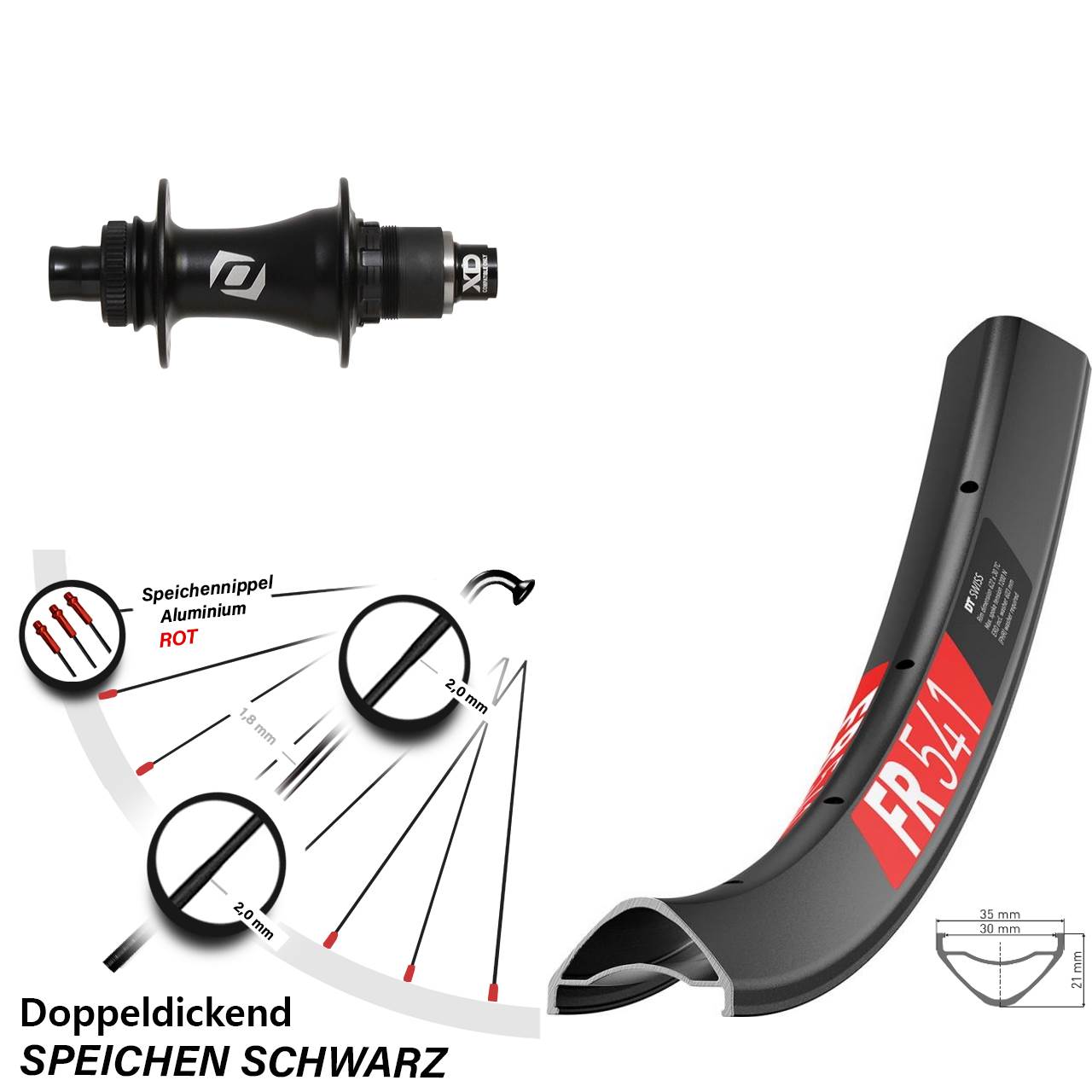 DT Swiss FR 541 Hinterrad 29 Zoll Centerlock Formula Syncros Boost Sram XD 12x148 mm