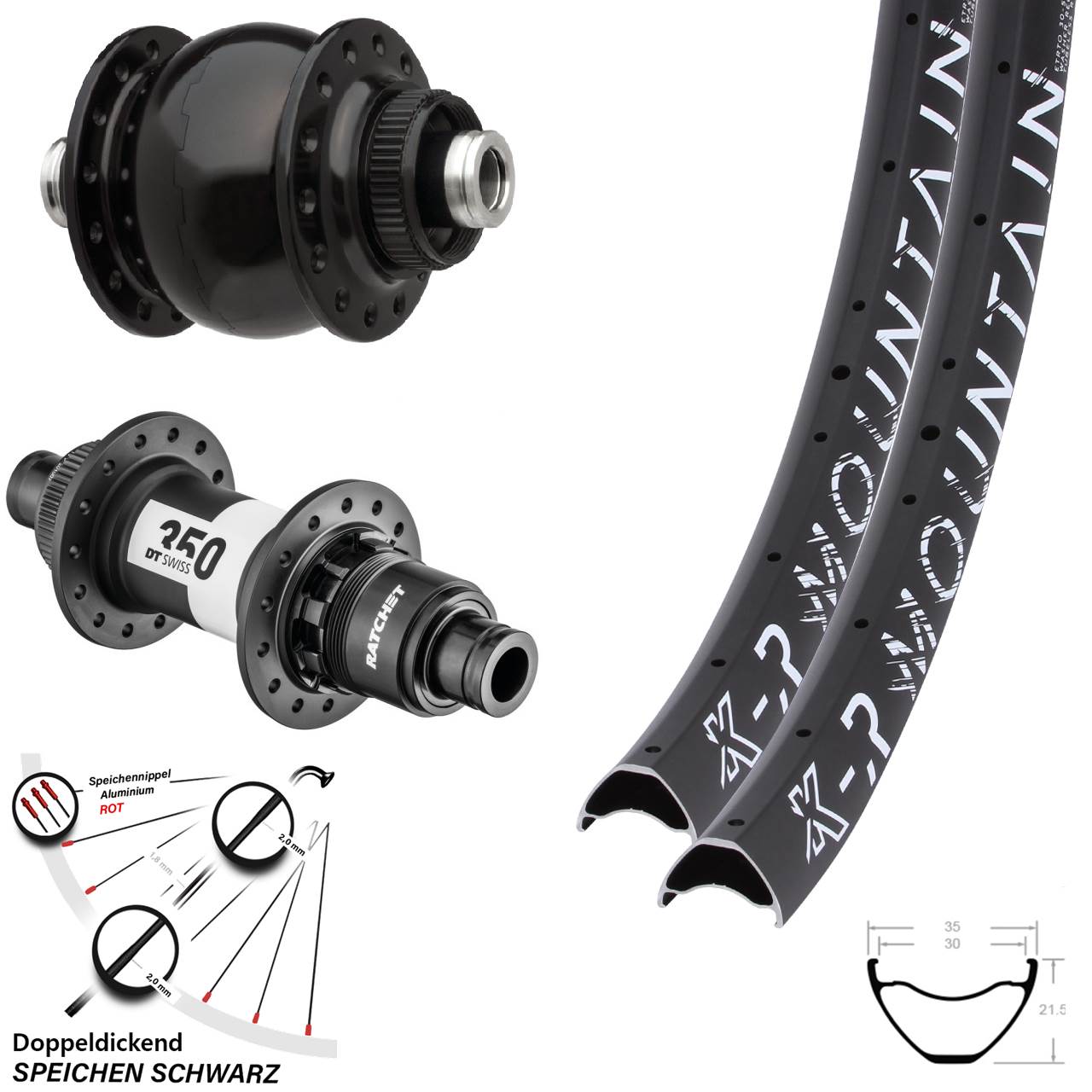KX-R Mountain DT Swiss 350 SON 28 29 Zoll Disc Laufrad-Satz 12x100/142 XD 11-12 fach