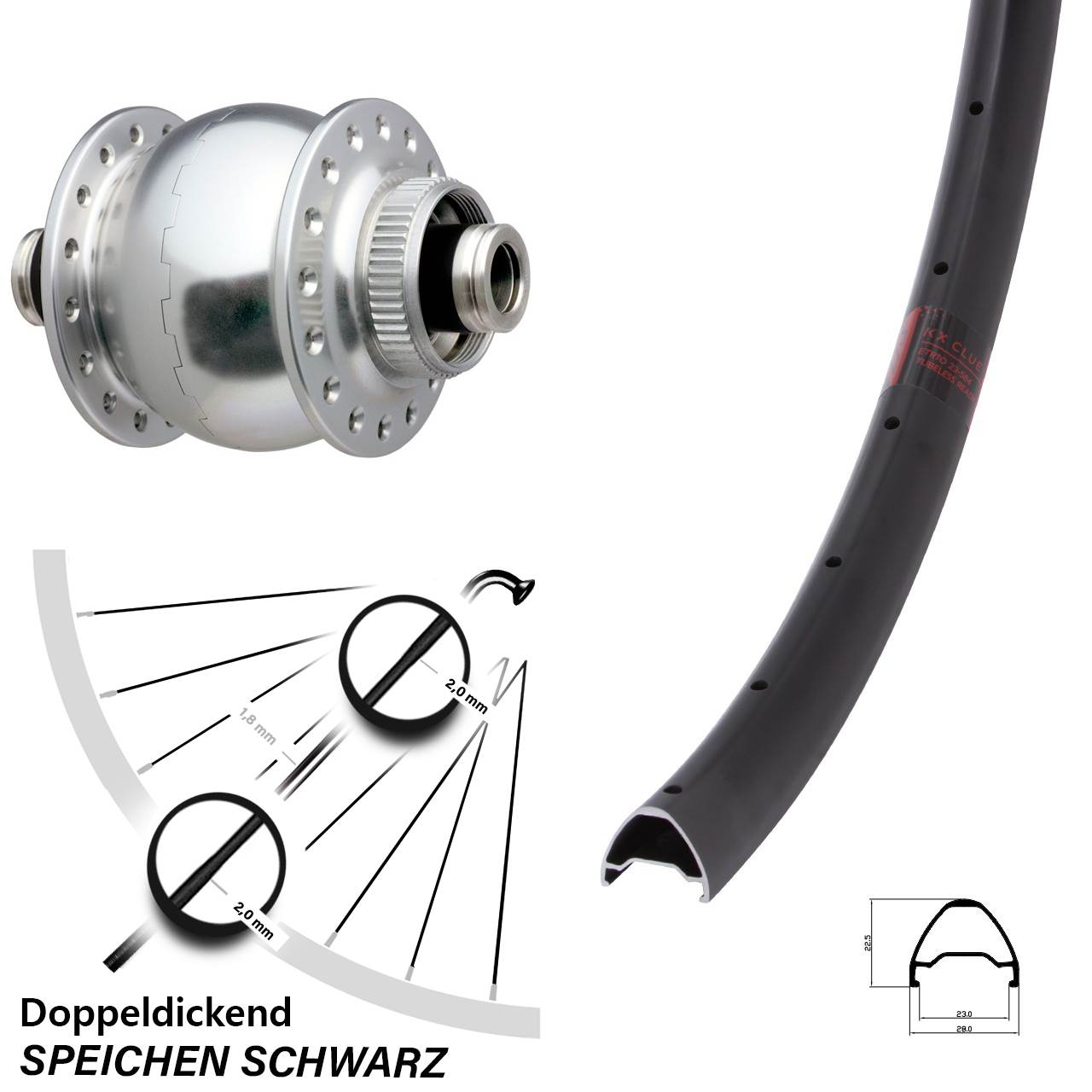 SON 28 KX Clue 27,5 Zoll Centerlock Dynamovorderrad 12x100