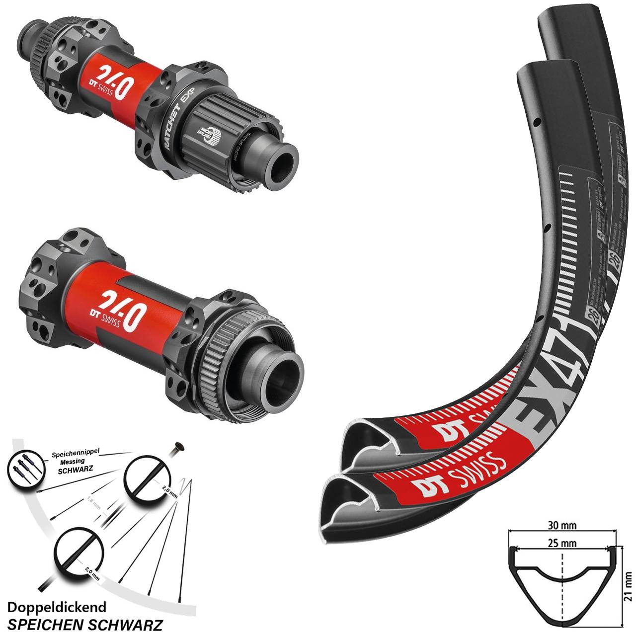 27,5 Zoll Laufradsatz EX 471 DT Swiss 240 EXP Straightpull Boost Shimano Micro Spline