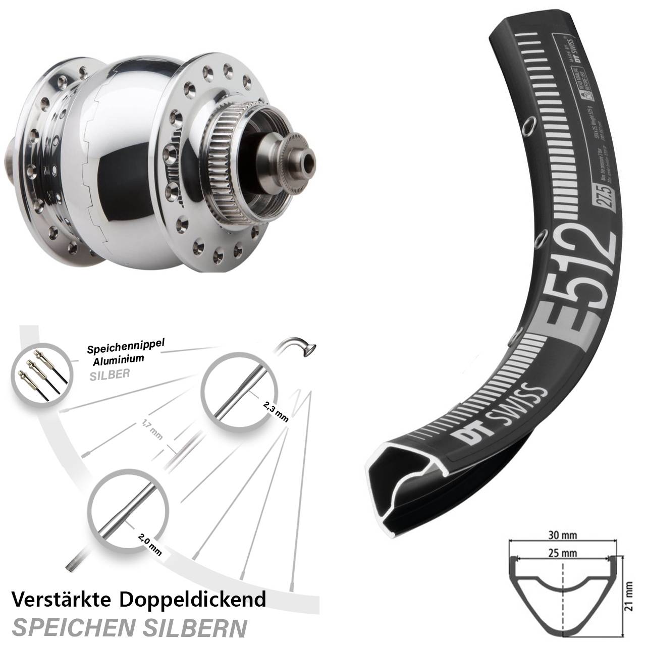 SON 28 DT Swiss E 512 Centerlock 29 Zoll Dynamovorderrad QR