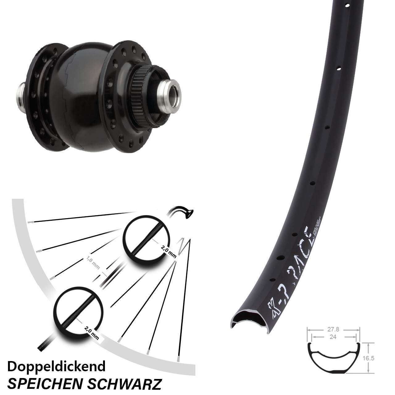 KX-R Race SONdelux Disc Nabendynamovorderrad 12x100