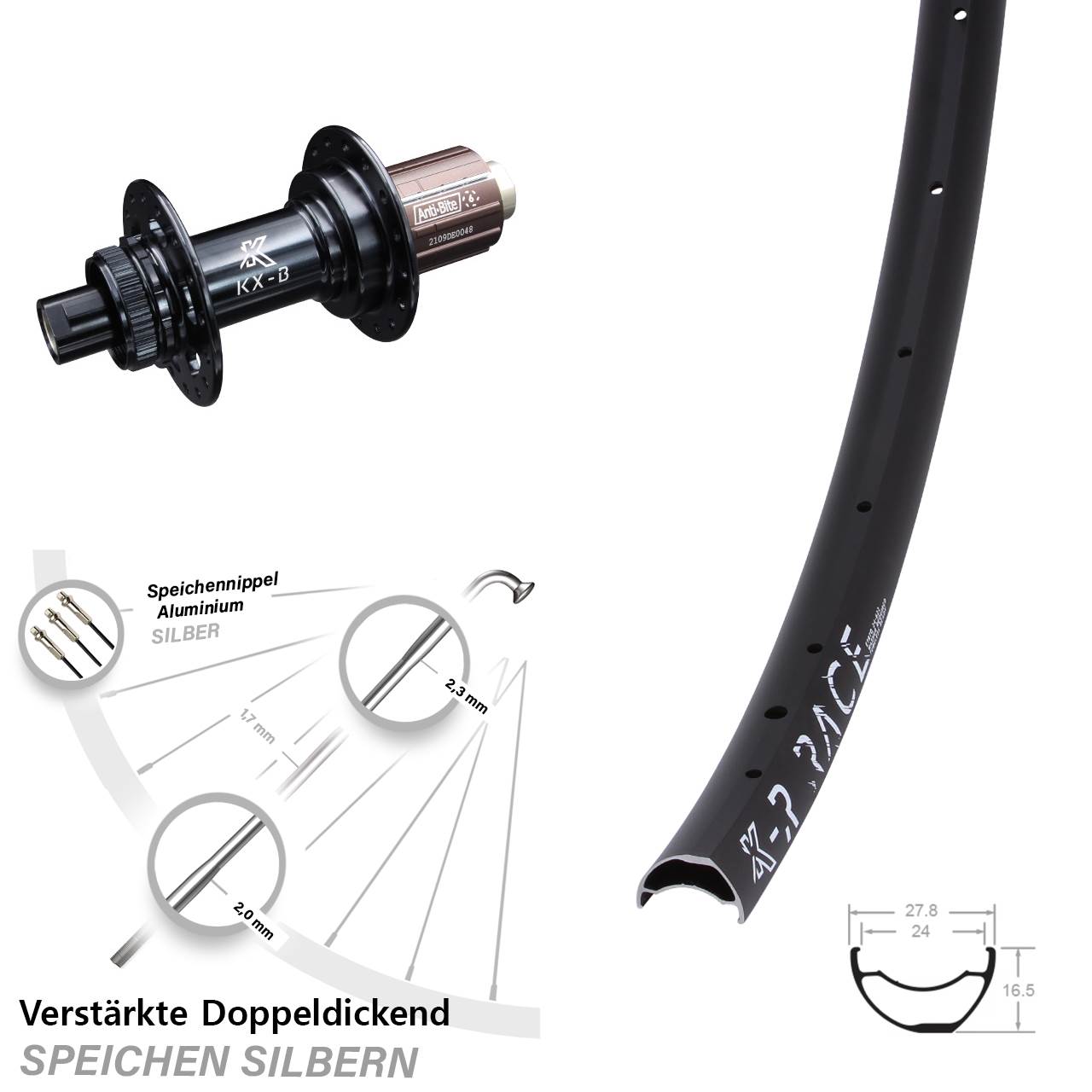 Disc Hinterrad KX-R Race verstärkt 8-12 fach HG 12x148 Boost