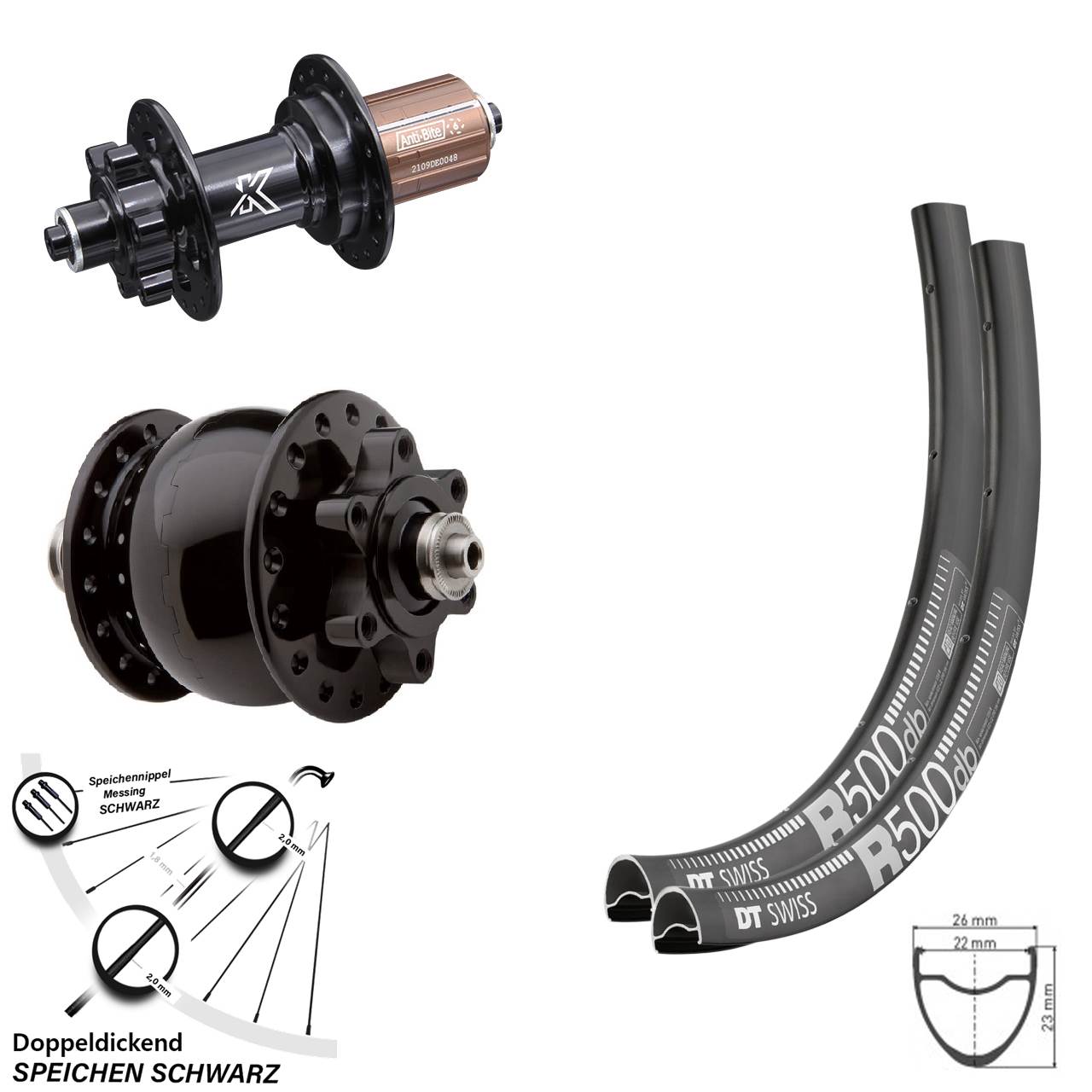 Laufradsatz KX-M SON 28 Zoll DT Swiss R 500 6-Loch