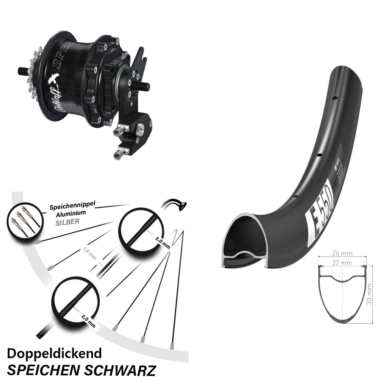 Hinterrad 28 Zoll DT Swiss E 550 Rohloff Speedhub 500/14 TS DB OEM2 schwarz