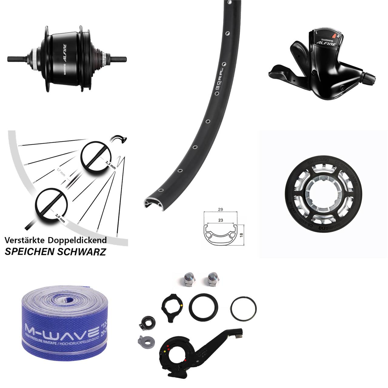 28-29 Zoll Hinterrad Shimano Alfine 8 Gang Gora 23