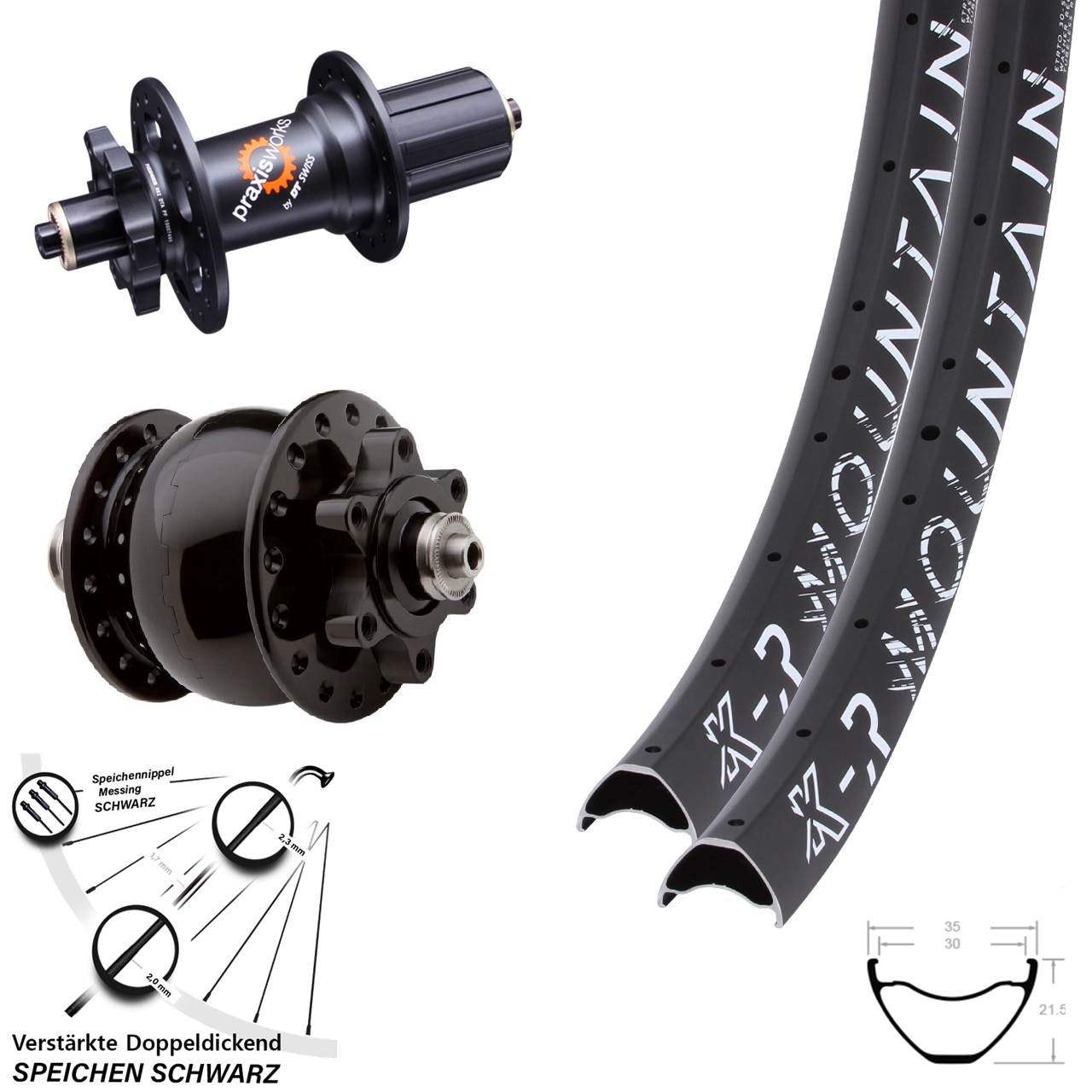 Laufradsatz 6-Loch QR 27,5 Zoll KX-R Mountain DT Swiss 350 SON 28 8-11 fach HG