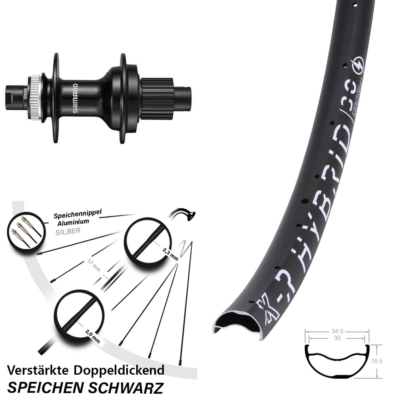 Centerlock Hinterrad 29 Zoll KX-R Hybrid 30 Shimano FH-MT510 Micro Spline 12x142