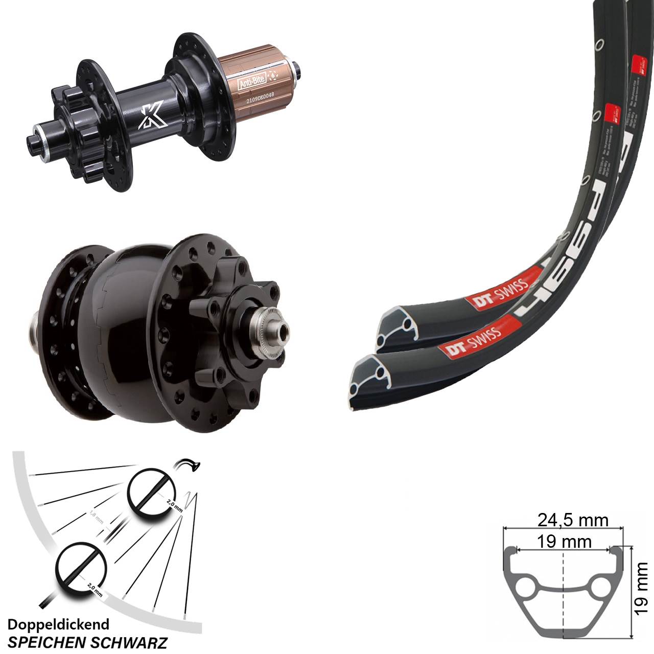 Laufradsatz 6-Loch 28-29 Zoll DT Swiss 466 KX-M SON 28 8-12 fach QR