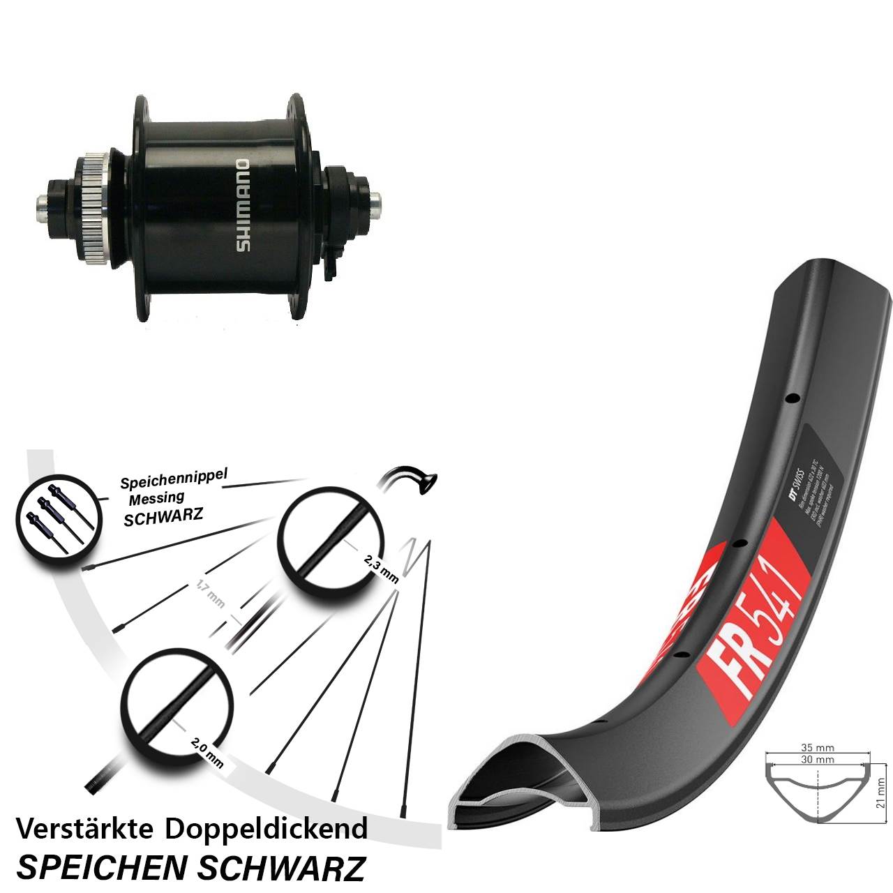 Centerlock Dynamo-Vorderrad QR 29 Zoll DT Swiss FR 541 Shimano DH-UR700
