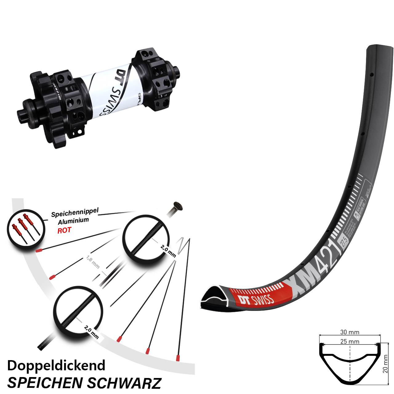 Disc-Vorderrad 29 Zoll DT Swiss XM 421 X-1900 Steckachse