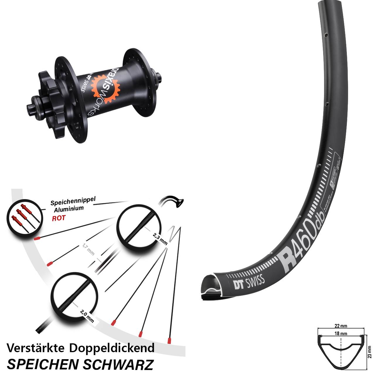 DT Swiss R 460-350 28 Zoll Disc Laufrad QR