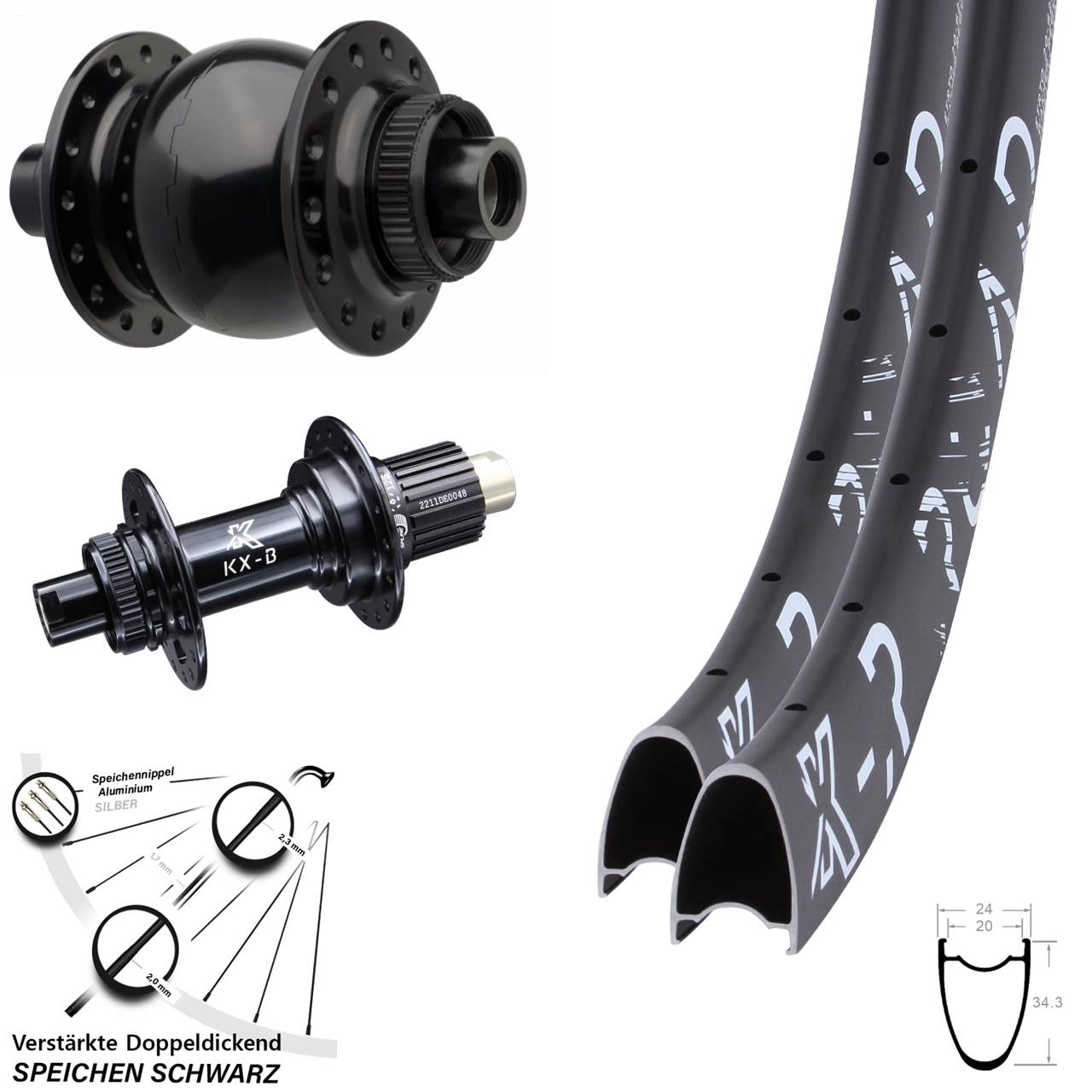 Boost Disc Laufradsatz 15x110 12x148 28 Zoll KX-BR Road SON 28 Shimano Micro Spline