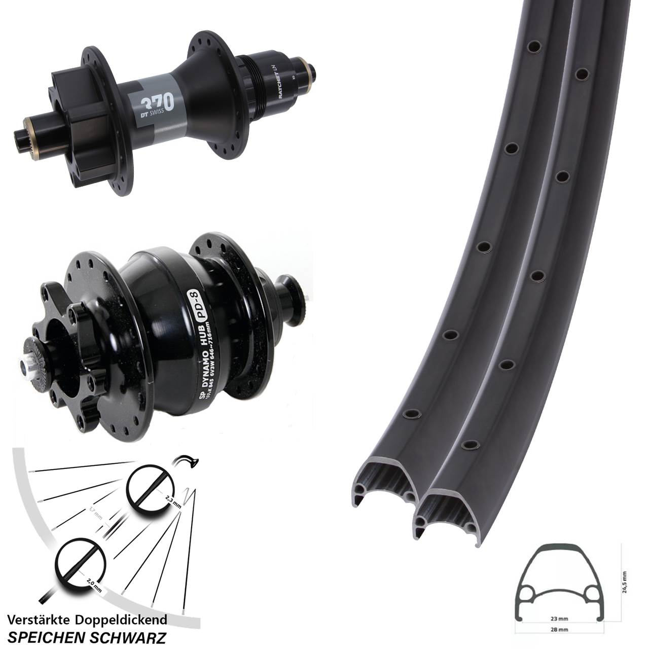 Ambrosio Sport DT Swiss 370 Shutter PD-8 29 Zoll Disc Laufradsatz QR XD 11-12 fach
