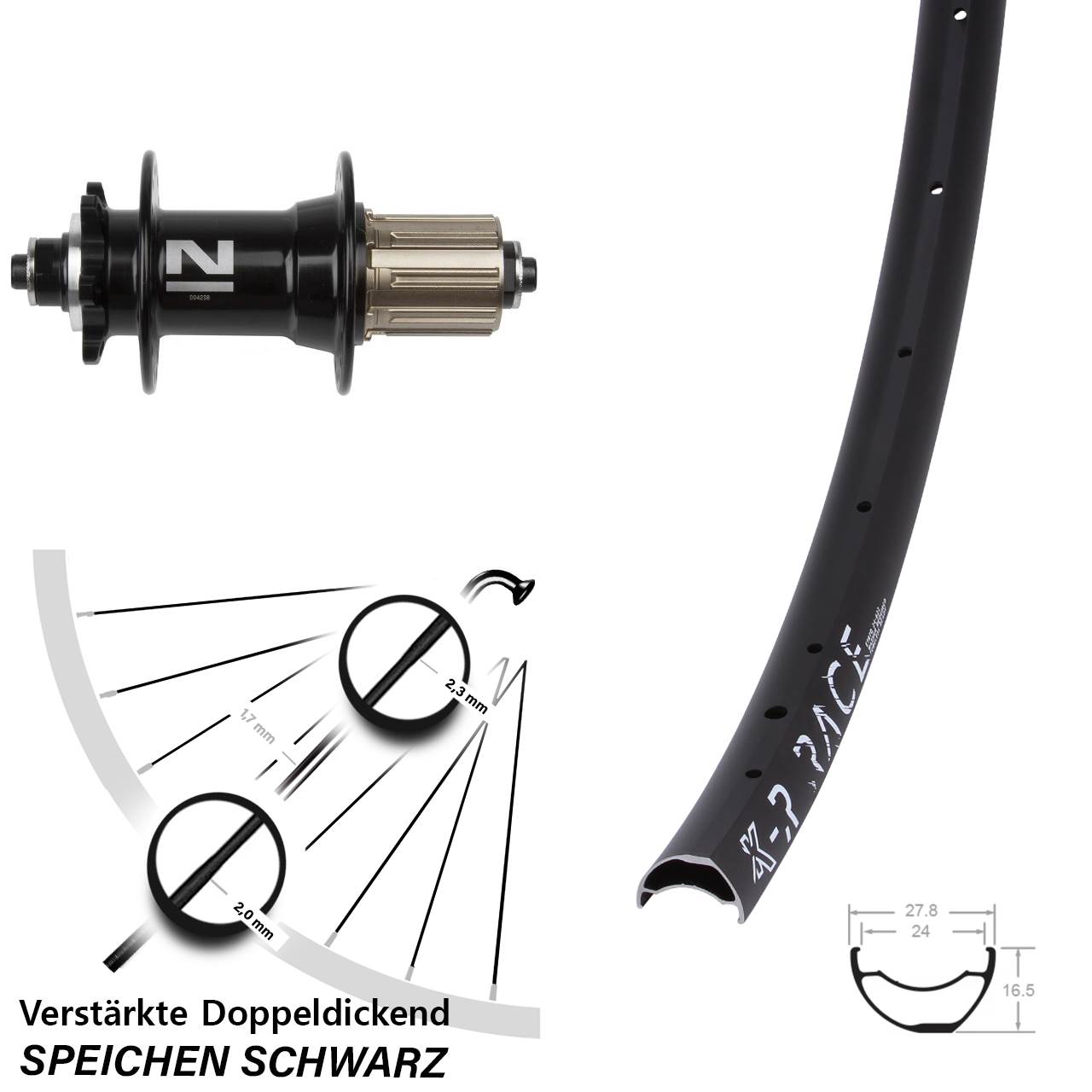 Hinterrad 6-Loch 28-29 Zoll KX-R Race Novatec D-042SB 8-11 fach für Schnellspanner