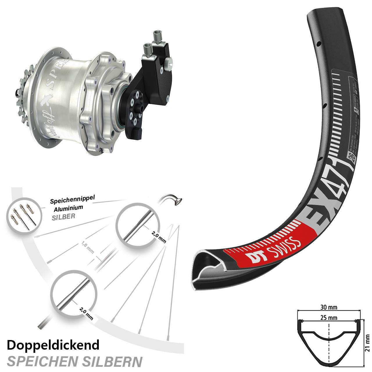 DT Swiss EX471 Rohloff CC DB OEM Tandem 27,5 Zoll Disc Hinterrrad