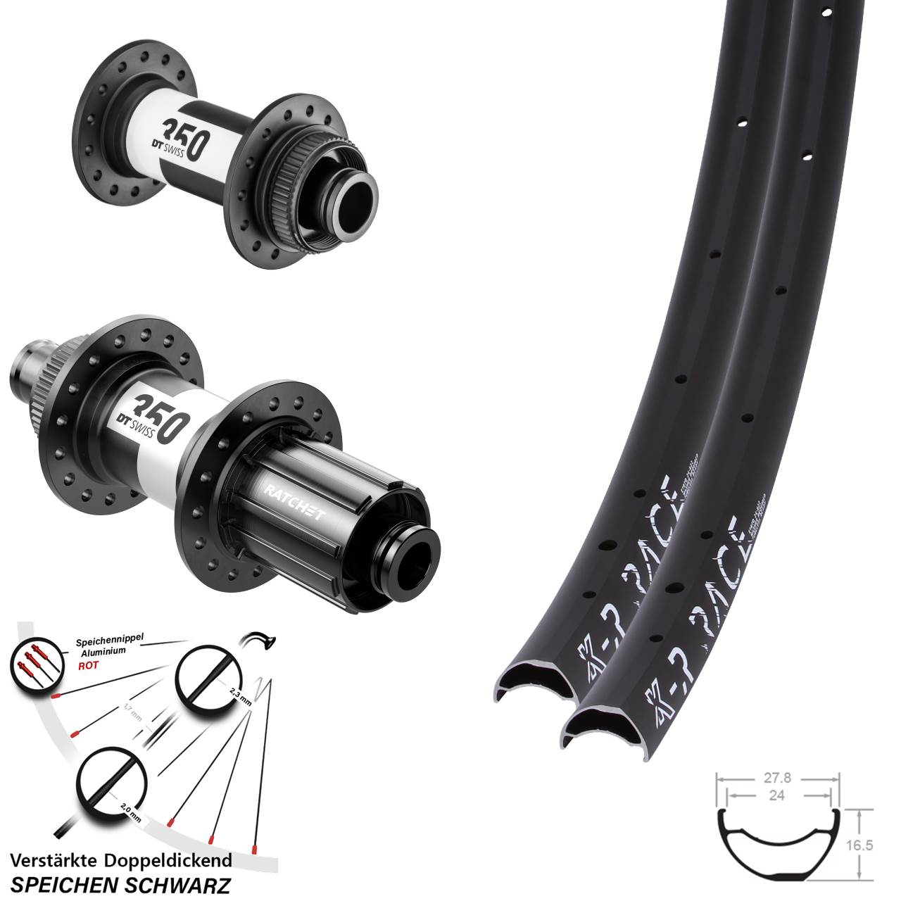 Laufradsatz Centerlock 28-29 Zoll KX-R Race DT Swiss 350 8-11 fach 15x100 12x142