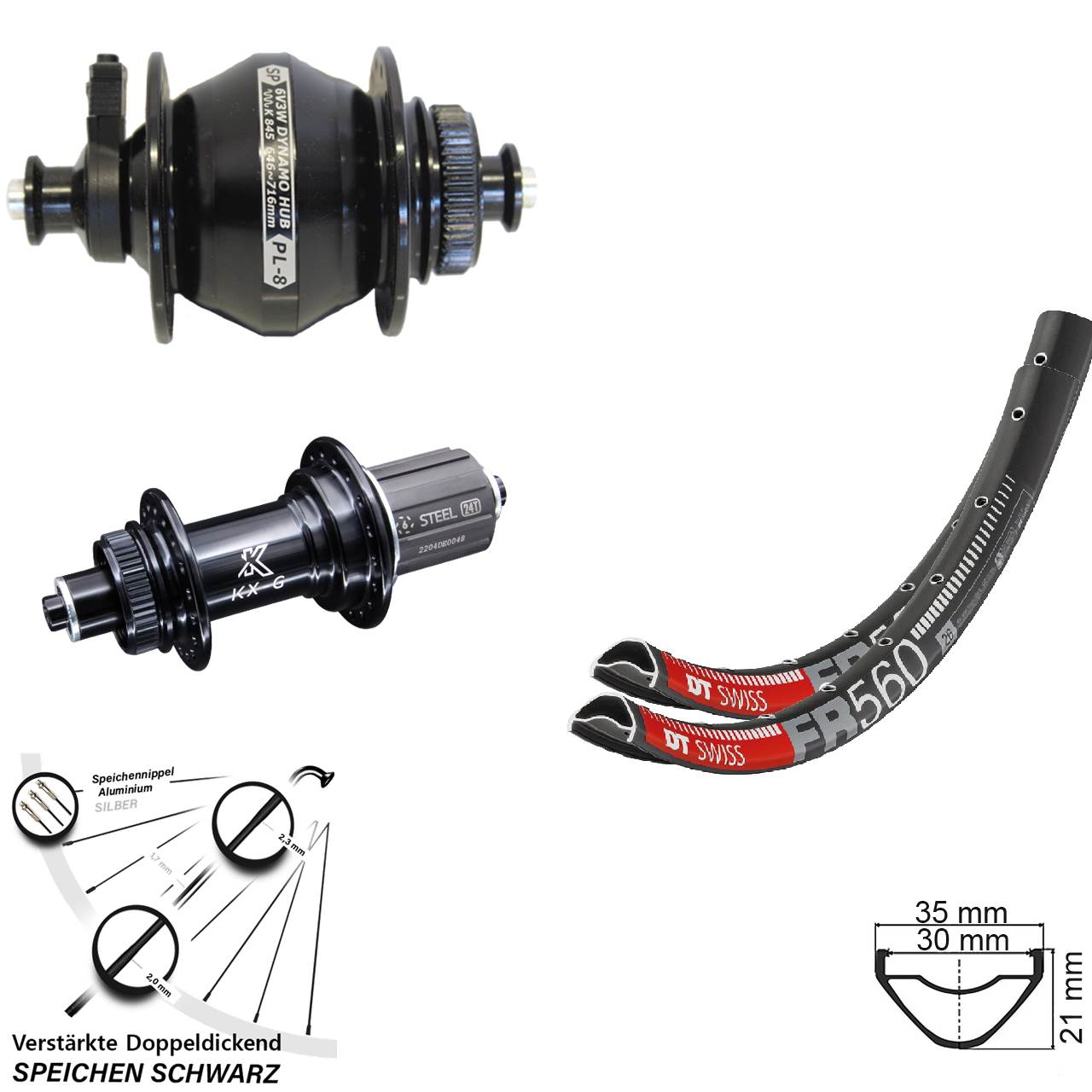 DT Swiss FR560 KX-GS verstärkt Shutter PL-8 26 Zoll Laufradsatz Centerlock QR 8-12 fach HG