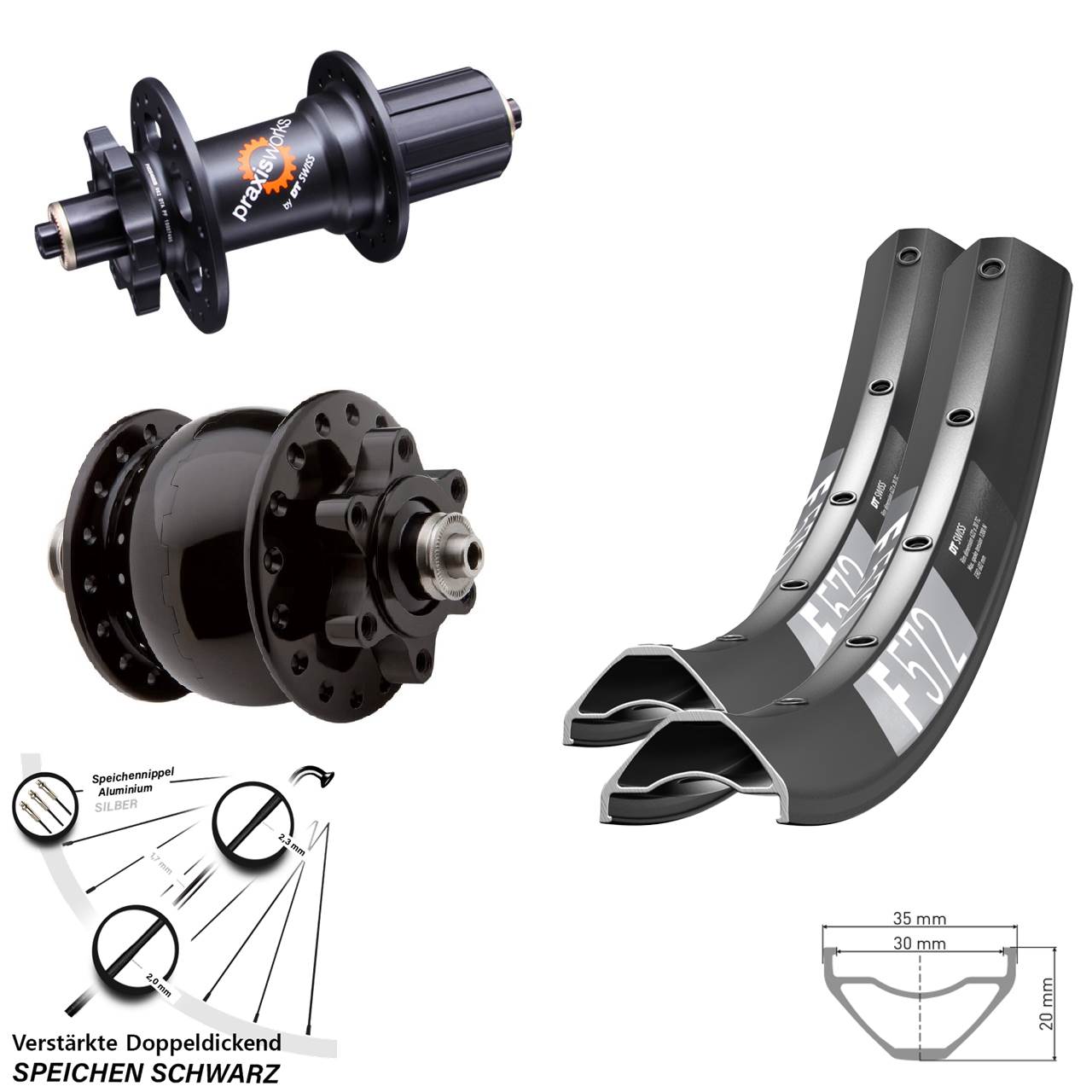 Laufradsatz 6-Loch für Schnellspanner 29 Zoll DT Swiss F572 350 SON 28 8-11 fach HG