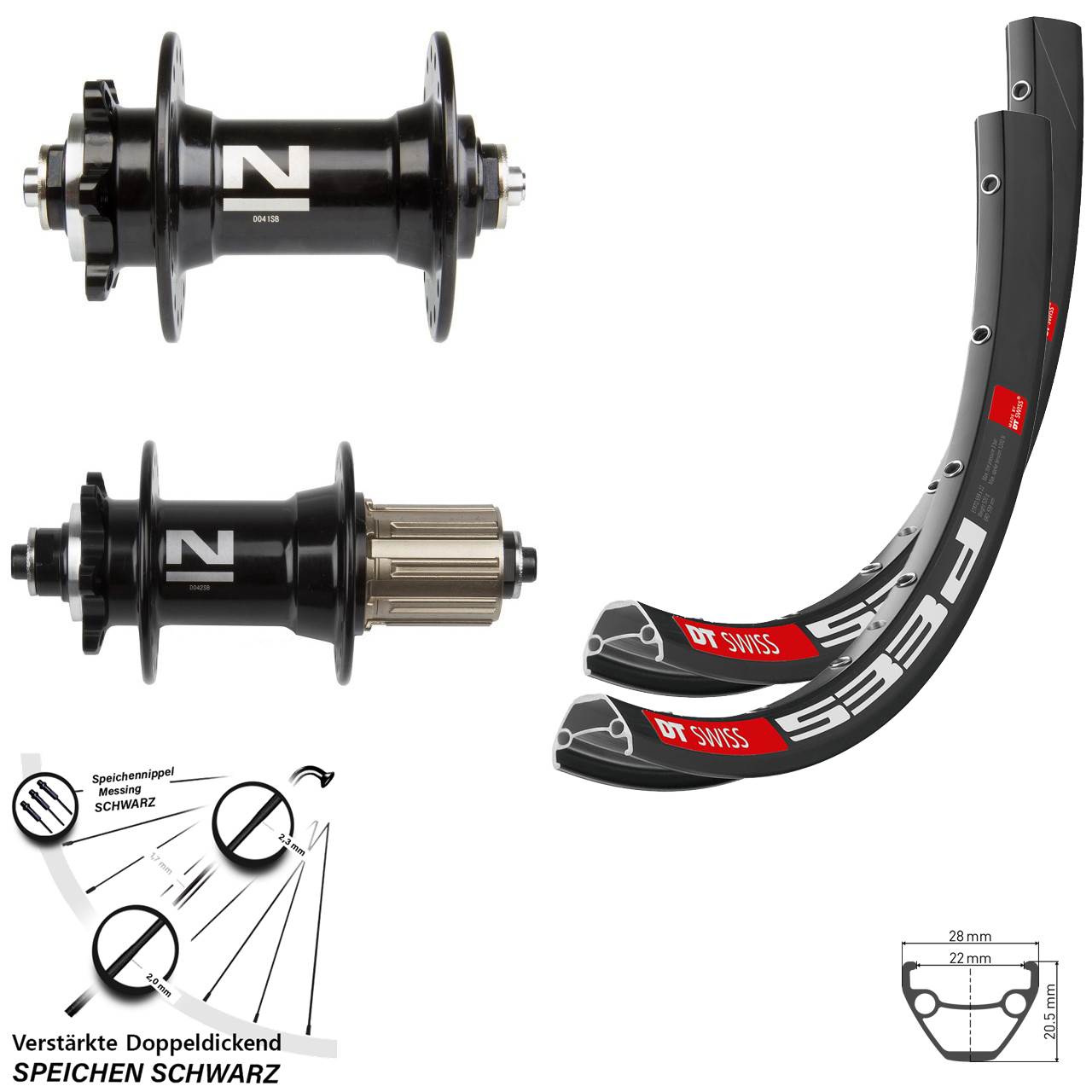 26 Zoll DT Swiss 533 D Novatec D-041-D-042 SB Laufrad-Satz 6-Loch QR 8-11 fach HG