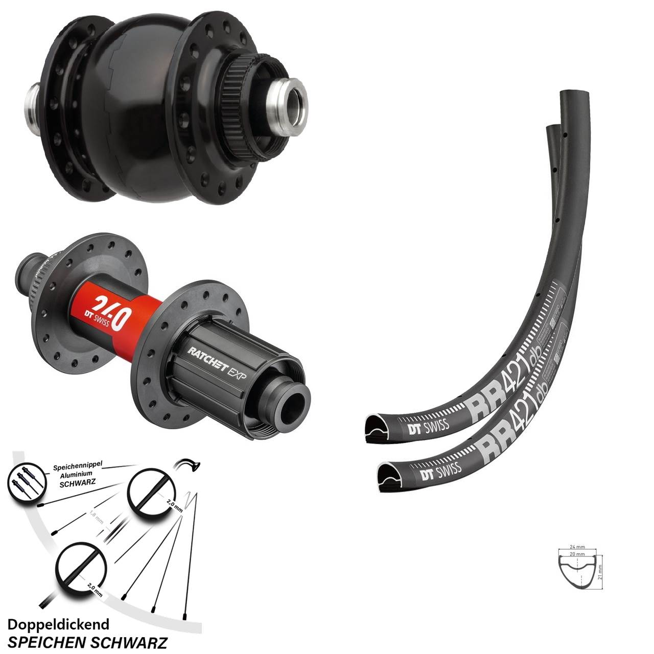 DT Swiss RR 421-240 EXP Road SON 28 Zoll Centerlock Laufrad-Satz