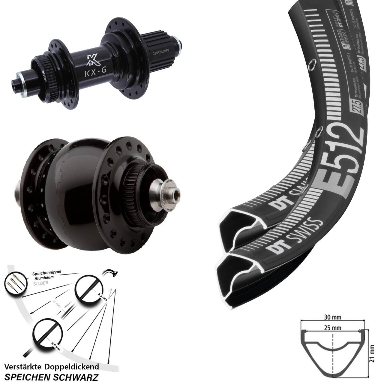 Disc Laufradsatz 29 Zoll DT Swiss E512 KX-GS verstärkt SONdelux Micro Spline QR