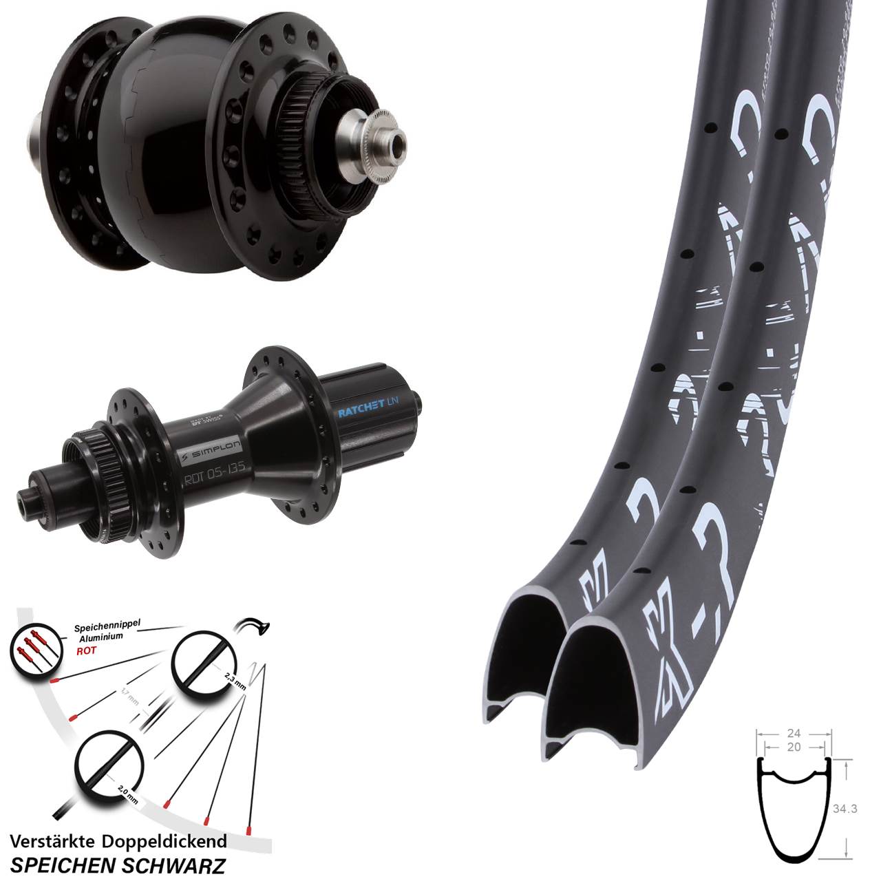 Laufradsatz Centerlock QR 29 Zoll KX-R Road DT Swiss 370 Hybrid SON 28 8-11 fach