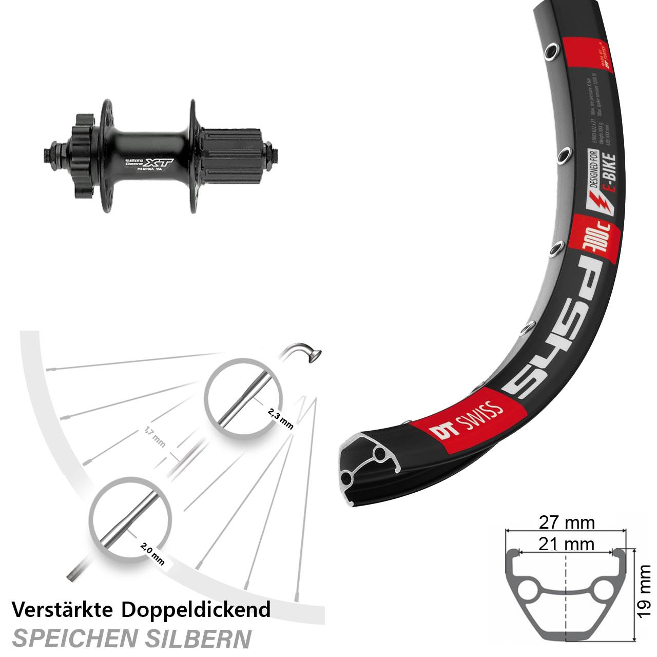 Disc Laufrad 28 Zoll DT Swiss 545 Shimano Deore XT 8-11 fach für Schnellspanner